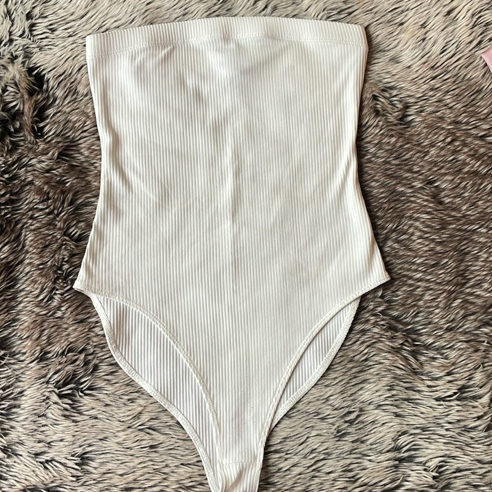 Forever 21 White Ribbed Bodysuit